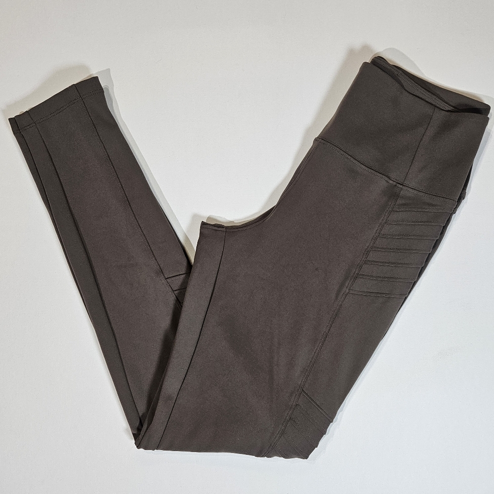 Athleta Delaney Moto Biker Leggings Womens Small Charcoal Ankle‎ Zip Yoga Pants